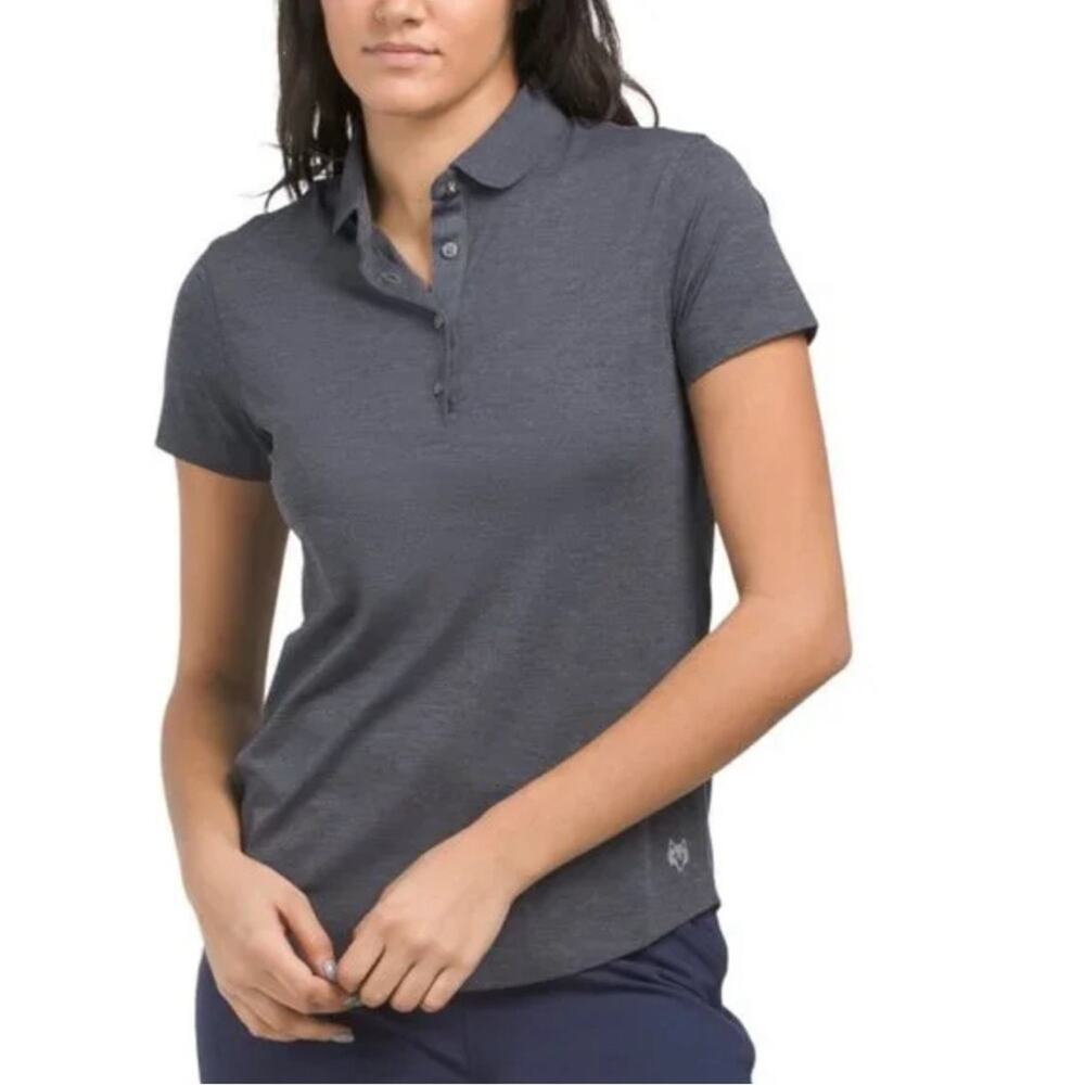 GREYSON Dark Grey Heather Scarlet Golf Polo Size L